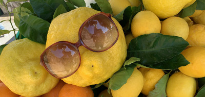 Amalfi lemon, featuring sunglasses